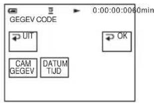 GEGEV CODE UIT CAM GEGEV DATUM TIJD 0:00:00:0060min OK