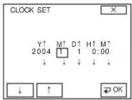 CLOCK SET Y↑ M↑ D↑ H↑ M* 2004 1 0:00 ↓ ↓ ↓ ↓ ↓ ↓ ↑ OK