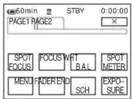 60min STBY 0:00:00 PAGE1 PAGE2 SPOT FOCUS FOCUS WRT BAL SPOT METER MENU FADER END SCH EXPO- SURE