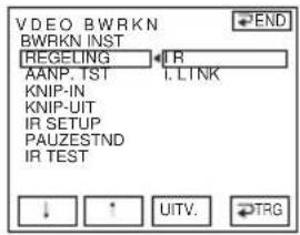 VDEO BWRKN BWRKN INST REGELING AANP.TST I.LINK KNIP-IN KNIP-UT IR SETUP PAUZESTND IR TEST ↓ ↑ UITV. TRG