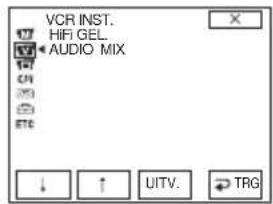 VCR INST. HIFI GEL. AUDIO MIX ↓ ↑ UITV. → TRG