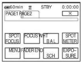 60min STBY 0:00:00 PAGE1 PAGE2 SPOT FOCUS FOCUS WRT B A L SPOT METER MENU FADER END SCH EXPO- SURE