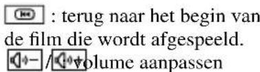 : terug naar het begin van de film die wordt afgespeeld. Volume aanpassen