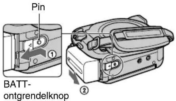 Pin BATT- ontgrendelknop