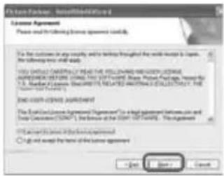 SONY DCR-DVD635E - Lesen Sie den Lizenzvertrag ([License Agreement]), aktivieren Sie [I accept the terms of the license agreement], wenn Sie den Vertrag akzeptieren, und klicken Sie dann auf [Next]. - 1