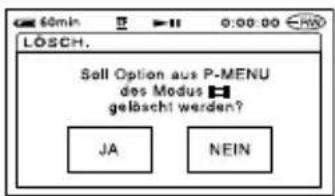 LÖSCH. Sell Option aus P-MENU des Modus □ gelöscht werden? JA NEIN