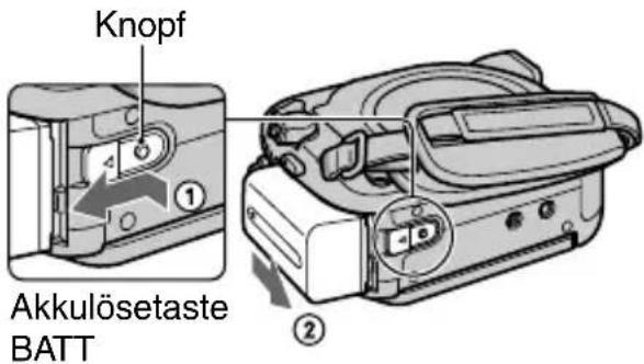 Knopf ① Akkulösetaste BATT ②