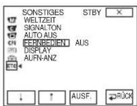 SONSTIGES WELTZEIT SIGNALTON AUTO AUS FERNBEDEN AUS DISPLAY AUFN-ANZ ↓ ↑ AUSF. RÜCK