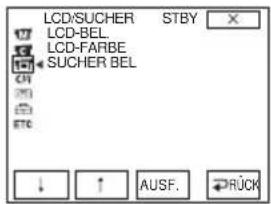 LCD/SUCHER STBY LCD-BEL LCD-FARBE SUCHER BEL ↓ ↑ AUSF. RÜCK