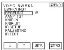 VDEO BWRKN BWRKN INST REGELING IR AANP.TST KNIP-IN KNIP-UT IR SETUP PAUZESTND IR TEST ↓ ↑ UITV. TRG