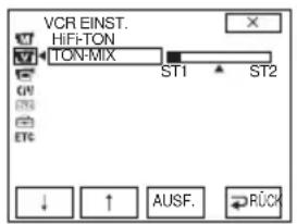 VCR EINST. HIF-TON TON-MIX ST1 ST2 GV ETG ETG ↓ ↑ AUSF. RÜCK