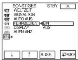 SONSTIGES WELTZEIT SIGNALTON AUTO AUS FERNBEDIENT EIN DISPLAY AUS AUFN ANZ STBY AUSF. RÜCK