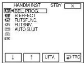 HANDM INST BEL.PROG. B EFFECT FLUTSFUNC. FLUTSNIV. AUTO SLUIT SETC ↓ ↑ UITV. → TRG
