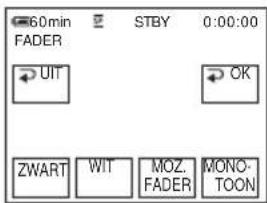 60min STBY 0:00:00 FADER UIT OK ZWART WIT MOZ. MONO- FADER TOON