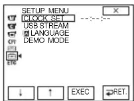SONY DCR-PC106 - Wählen Sie mit / die ↑ Option (SETUP MENU) und berühren Sie dann EXEC. - 1