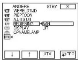 ANDERE WERELDTIJD PIEPTOON A.UITS UIT BEDIENING AAN DISPLAY UIT OPNAMELAMP TIG ↓ ↑ UITV. TRG