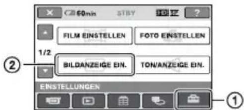 60min STBY 1237 ? FILM EINSTELLEN FOTO EINSTELLEN 1/2 BILDANZEIGE EIN. TON/ANZEIGE EIN. ENSTELLUNGEN