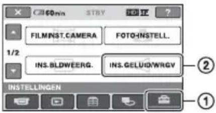 FXON STBY FILMNST.CAMERA FOTO-INSTELL. INS.BLDWEERG. INS.GELUIDWRGV INSTELLINGEN ① ②