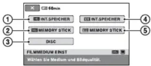 SONY HDR-UX9 - Berühren Sie die gewünschte Bildqualität und das Speichermedium. - 1