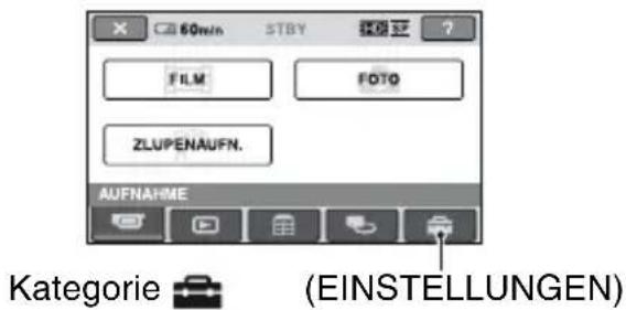 60min STBY FILM FOTO ZLUPENAUFN. AUFNAHME Kategorie (EINSTELLUNGEN)