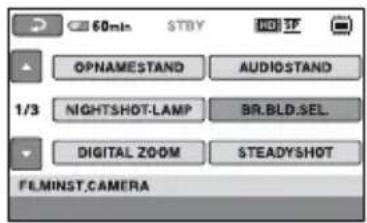 60min STBY HD 3F OPNAMESTAND AUDIOSTAND 1/3 NIGHTSHOT.LAMP BR.BLD.SEL DIGITAL ZOOM STEADYSHOT FL.MINST.CAMERA