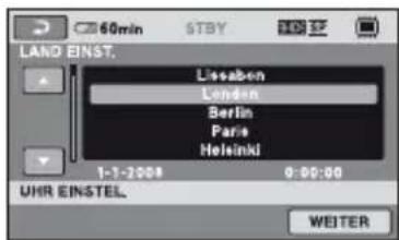 LAND EINST. Lissaben London Berlin Paris Helsinki 1-1-2004 0:00:00 UHR EINSTEL WEITER