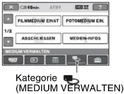 60min STBY HD 12 ? FILMMEDIUM EINST FOTOMEDIUM EIN. 1/2 ABSCHLESSEN MEDIEN-INFOS MEDIUM VERWALTEN Kategorie (MEDIUM VERWALTEN)