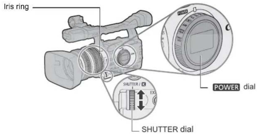 CANON XH G1 - Select the aperture with the Iris ring. - 2