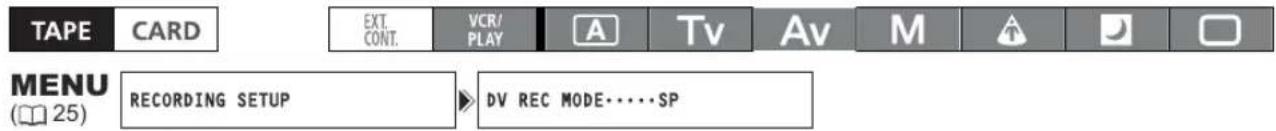 CANON XH G1 - SD Changing the Recording Mode (SP/LP) - 1
