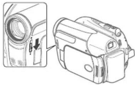 CANON DC420 - Öffnen des Objektivschutzes und Einstellen des LCD-Monitors - 1