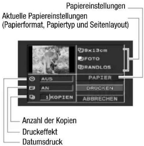 Papiereinstellungen Aktuelle Papiereinstellungen (Papierformat, Papiertyp und Seitenlayout) 9x13cm FOTO RANDLOS AUS PAPIER AN DRUCKEN 1KOPPIEN ABBRECHEN Anzahl der Kopien Druckeffekt Datumsdruck