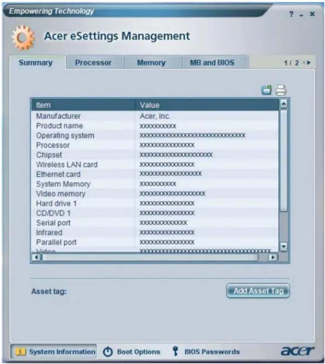 ACER Aspire 9302 - Acer eSettings Management - 2