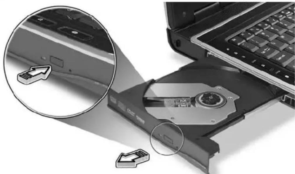 ACER Aspire 9302 - Ejecting the optical (CD or DVD) drive tray - 1