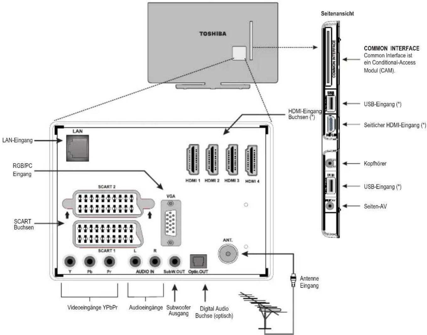 TOSHIBA 40T543 - Anschließen von externen Geräten - 1