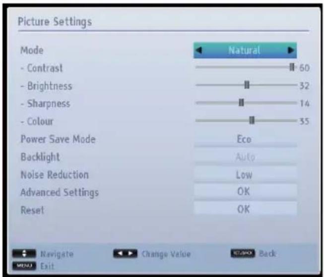 TOSHIBA 32W1343DG - Configuring Picture Settings - 1