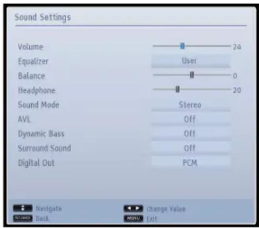 TOSHIBA 32W1343DG - Configuring Sound Settings - 1