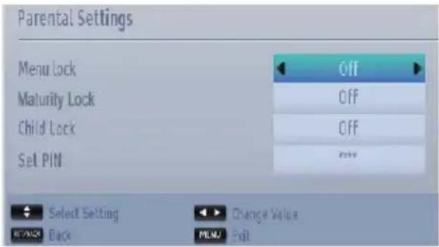 TOSHIBA 32W1343DG - Viewing Parental Control Menu - 2
