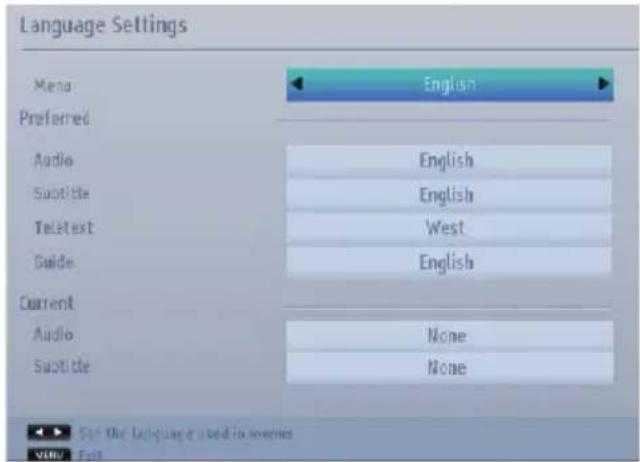 TOSHIBA 32W1343DG - Language Settings - 1