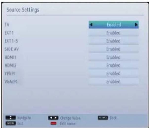 TOSHIBA 32W1343DG - Configuring Source Settings - 1