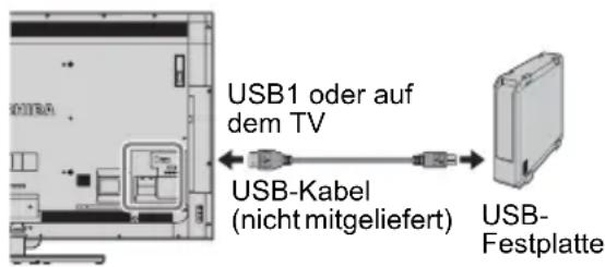 TOSHIBA 58M9363 - Verbindungsherstellung mit einer USB-Festplatte (nicht im Lieferumfang enthalten): - 1