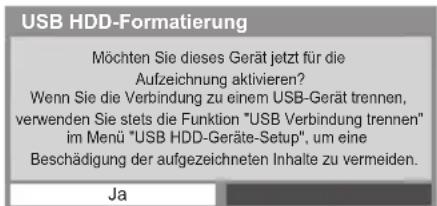 PANASONIC TX-L42ETW50 - Bestätigung, um die USB-Festplatte für die Aufzeichnung zu aktivieren - 1