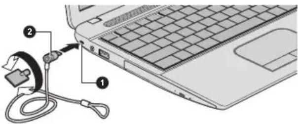 TOSHIBA Satellite C55DT - Befestigen des Sicherheitsschlosses - 1