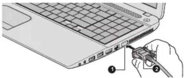 TOSHIBA Satellite C55DT - Abbildung 4-14 Monitorkabel an den Anschluss für einen externen RGB-Monitor anschließen - 1