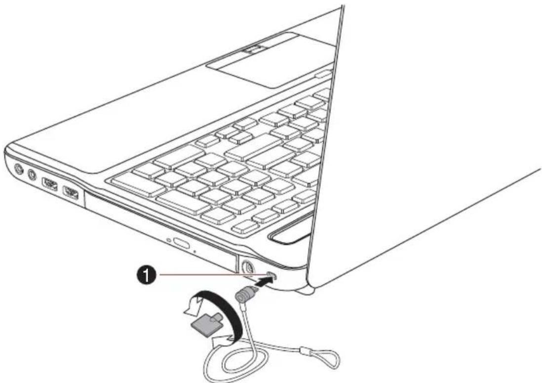 TOSHIBA Satellite A665D - Befestigen des Sicherheitsschlosses - 1