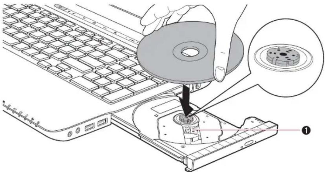 TOSHIBA Satellite A665D - Einlegen von Discs - 2
