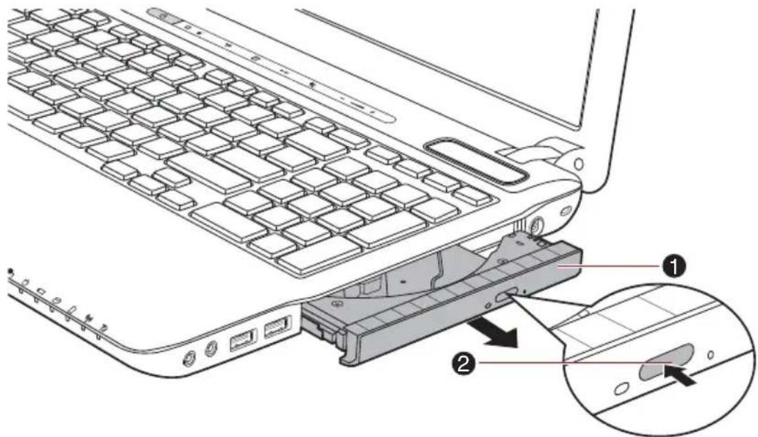 TOSHIBA Satellite A665D - Einlegen von Discs - 1
