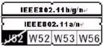 IEEE802.11b/g/n IEEE802.11a/n J52 W52 W53 W56