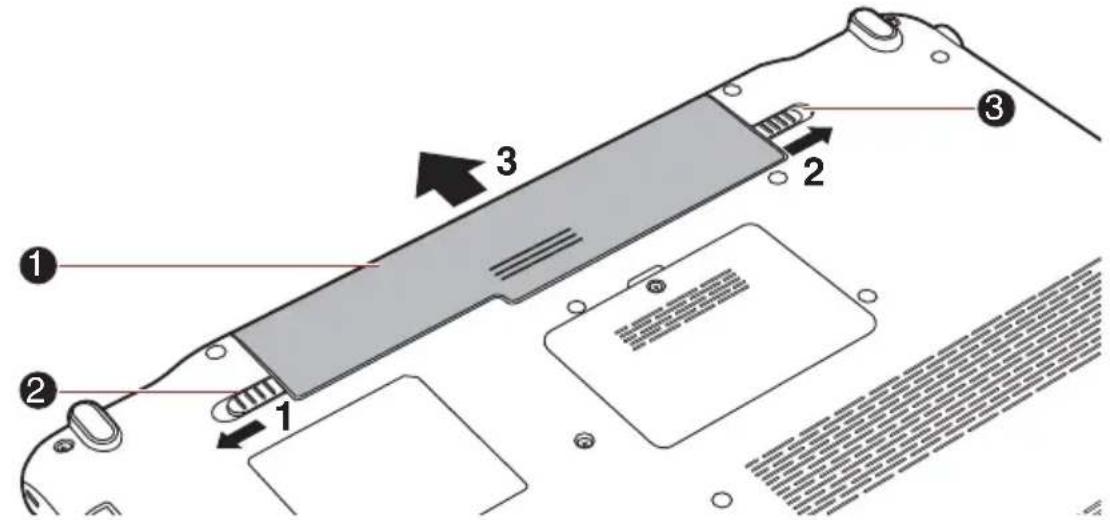TOSHIBA Satellite A665D - Entfernen des Akkus - 1