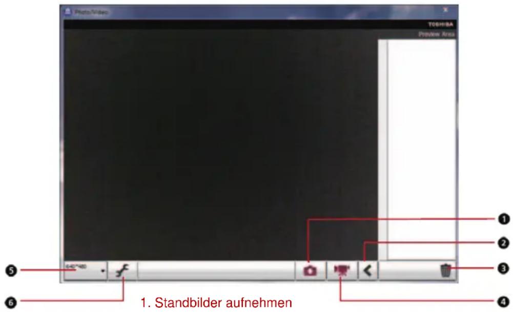 Photo Video TODHBA Preview Area 1. Standbilder aufnehmen ① ② ③ ④ ⑤ 642°40 f