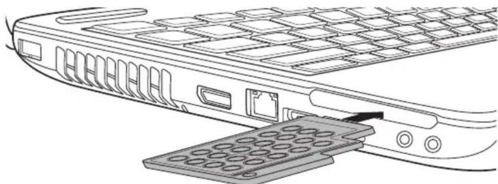 TOSHIBA Satellite A500D - Einsetzen der schmalen Fernbedienung - 1
